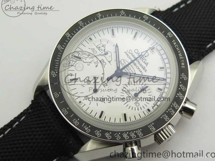 0723 Speedmaster SS Snoopy OMF Best Edition White Dial on Nylon Strap Manual Winding Chrono Movement WellDesigned 7990
